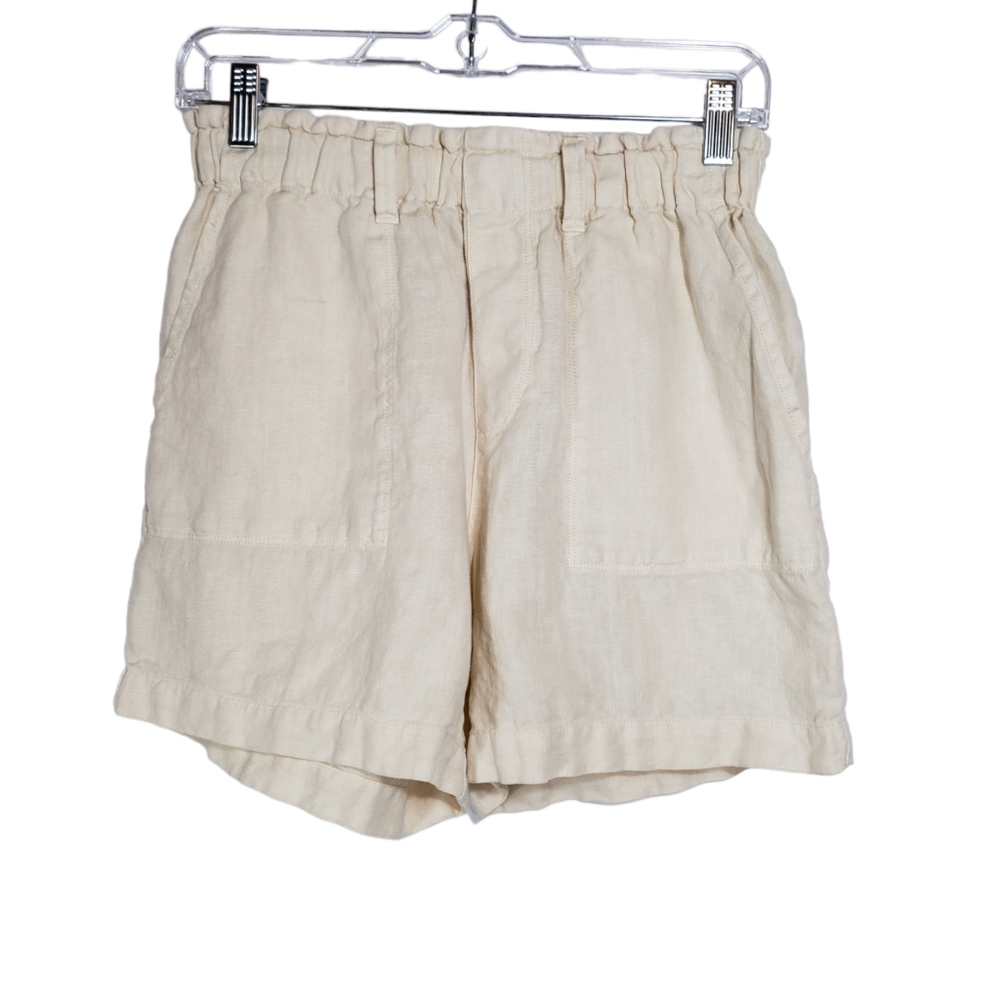 Sanctuary Linen Paper Bag Shorts Cream Size Small